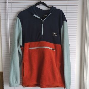 Mountain Logo Men's Colorblock Sweater - Navy, Light Blue, and Orange